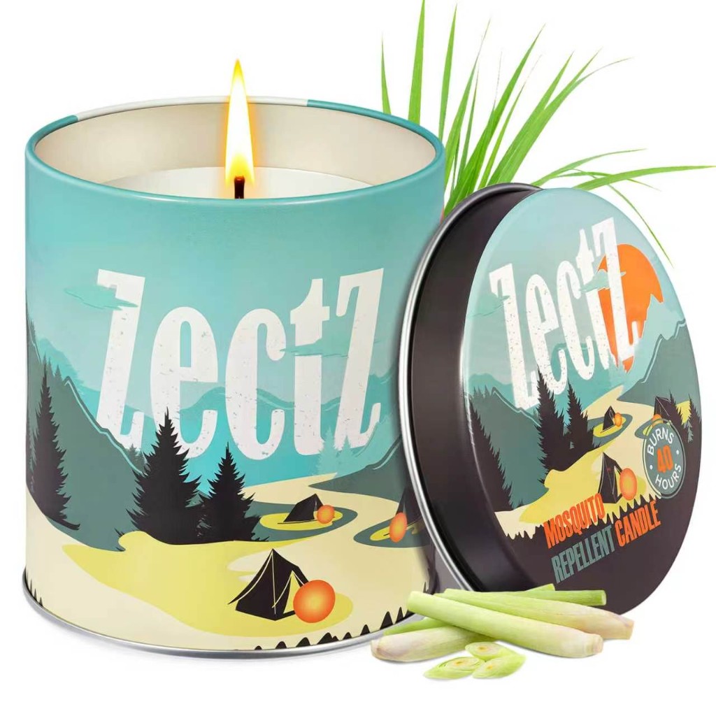 ZectZ mosquito repellent candle with citronella stalks